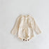 Baby Girl 1pcs Hollow Carved Hand Knitted Fabric Belted Waist Long Sleeve Crotch Onesies-0