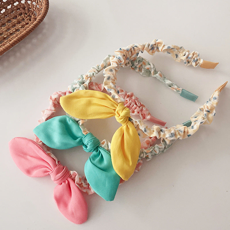 Sweet Girls Candy Color Bow Tie Design Fabric Headband-1