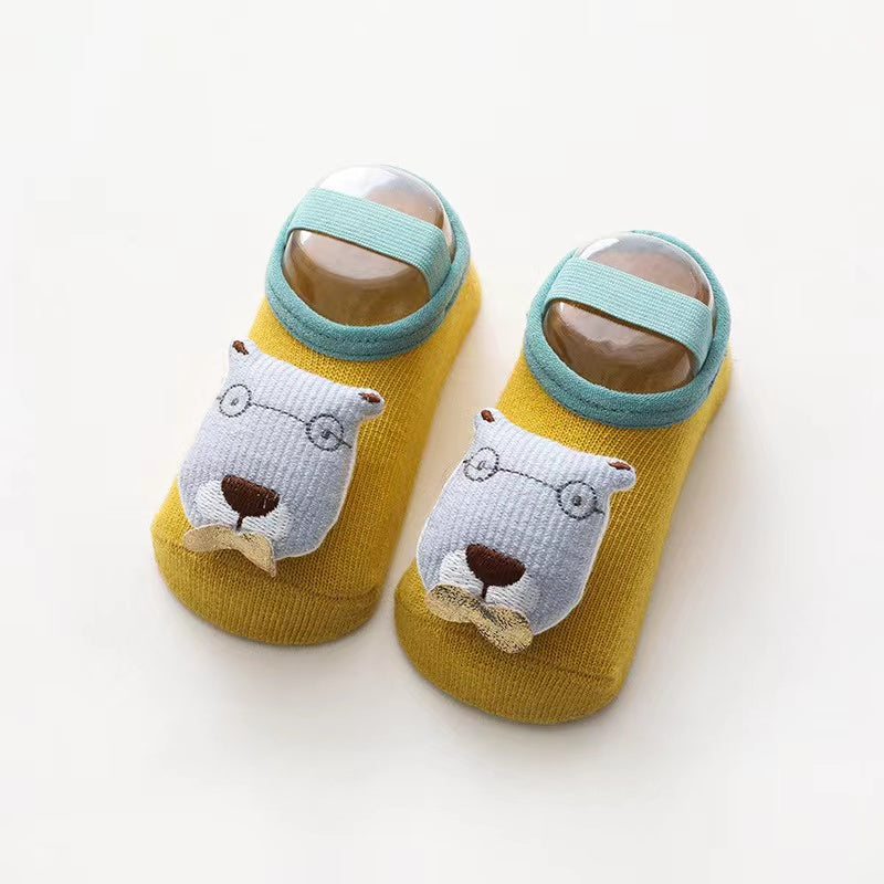 Baby 3D Cartoon Animal Patched Design Dispensing Non-Slip Lace-Up Socks Shoes-1