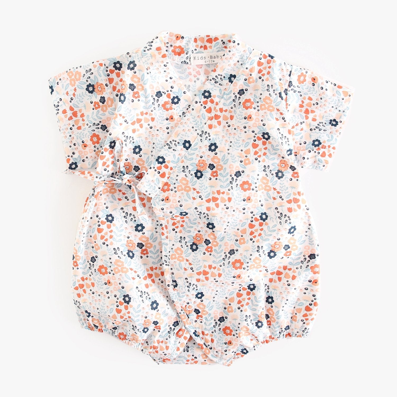 Summer New Arrival Baby Unisex Floral Print Short Sleeves V Neck Sleeping Onesies-1