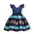 Baby Girl Striped Pattern V-Neck Western Style Formal Dress-2