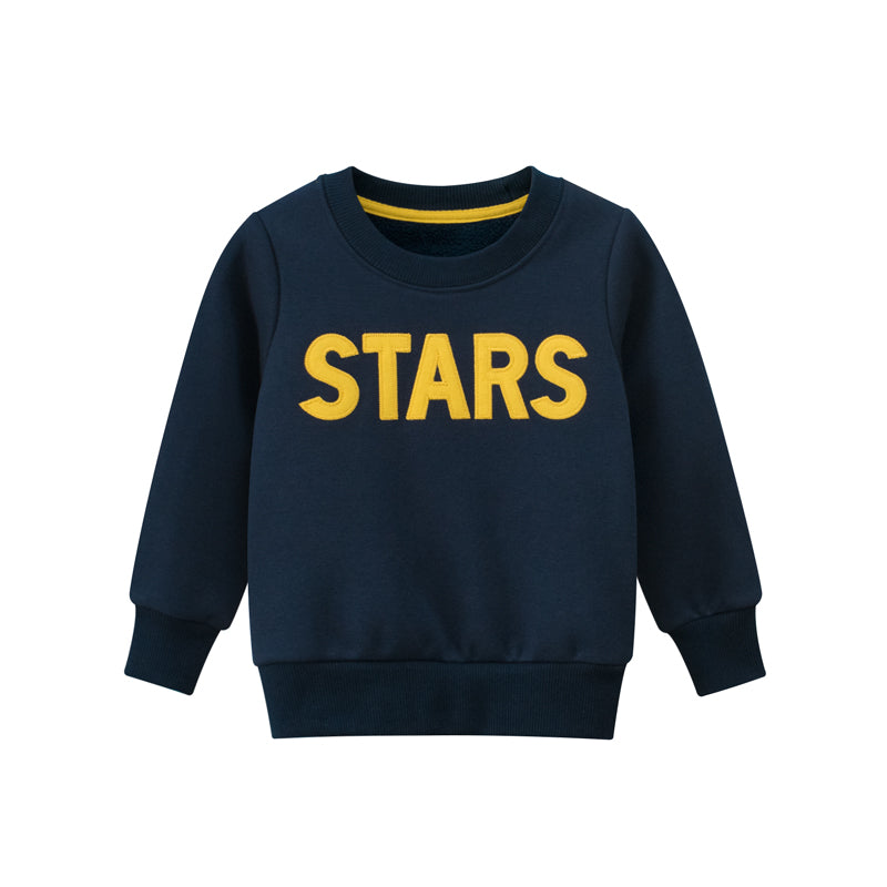 Boys Letter Print Round Collar Sweatshirt-1