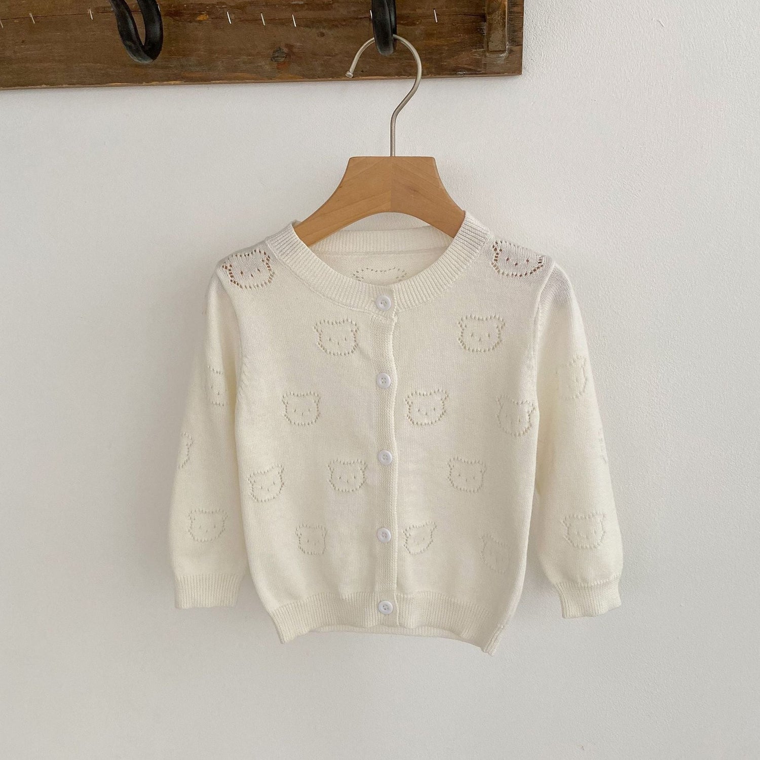 Baby Girl Hollow Carved Design Thin Style Soft Cotton Cardigan-1