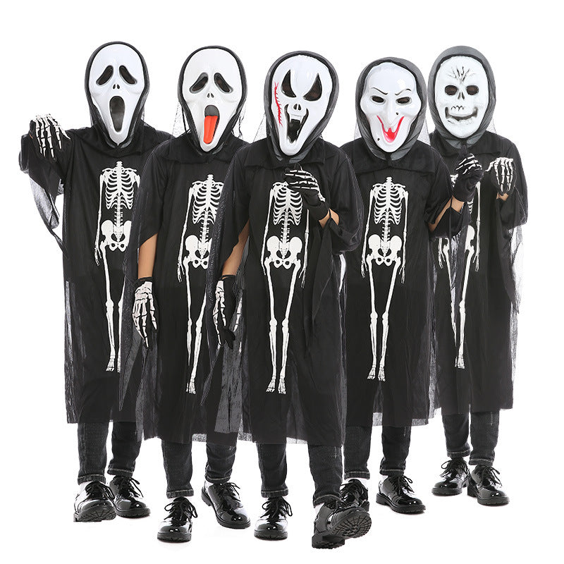 Halloween Skeleton Ghost Clothes &amp; Gloves &amp; Masks Sets-1