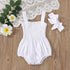 Baby Girls Solid Color Sleeveless Summer Shirred Bodysuit Onesies & Headband-1