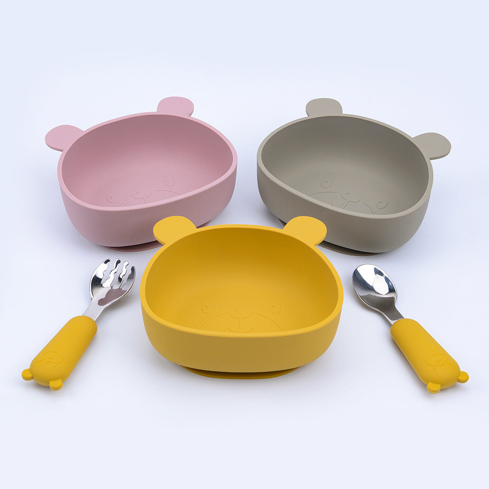 Baby Cartoon Panda Shape Complementary Food Training Silicone Bowl-1