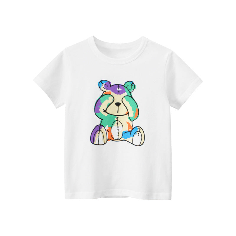 Baby Boy Cartoon Bear Graphic Cool Style Quality Tee-1