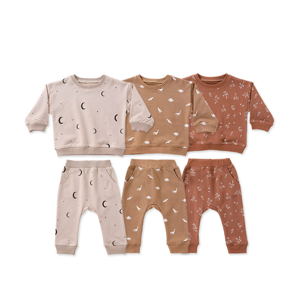 Baby Western Print Pattern Long Sleeve Casual Hoodie Sets Home Clothes-1