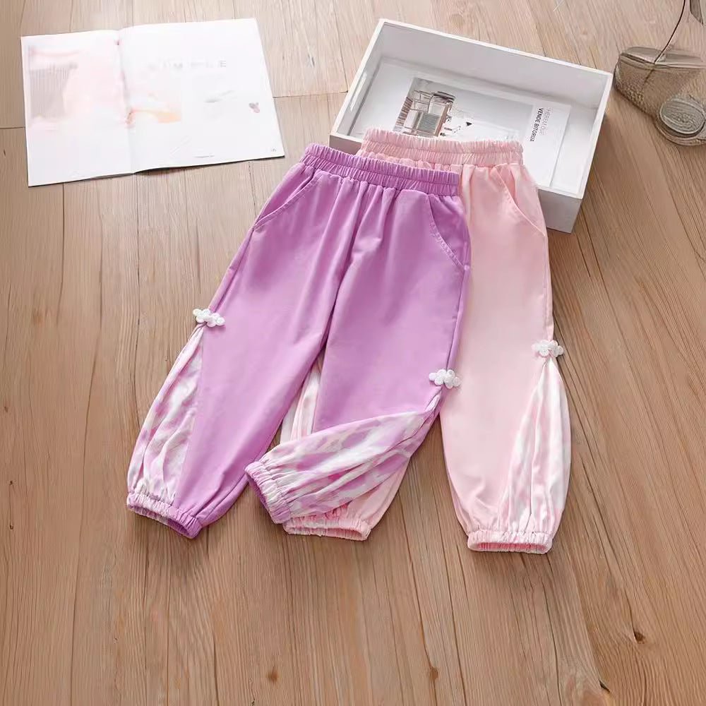 Summer Baby Kids Girls Elastic Soft Breathable Tie Dye Sportswear Pants-0