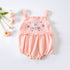 Baby Girl Floral Embroidered Pattern Lace Design Solid Color Sleeveless Onesies In Summer-1