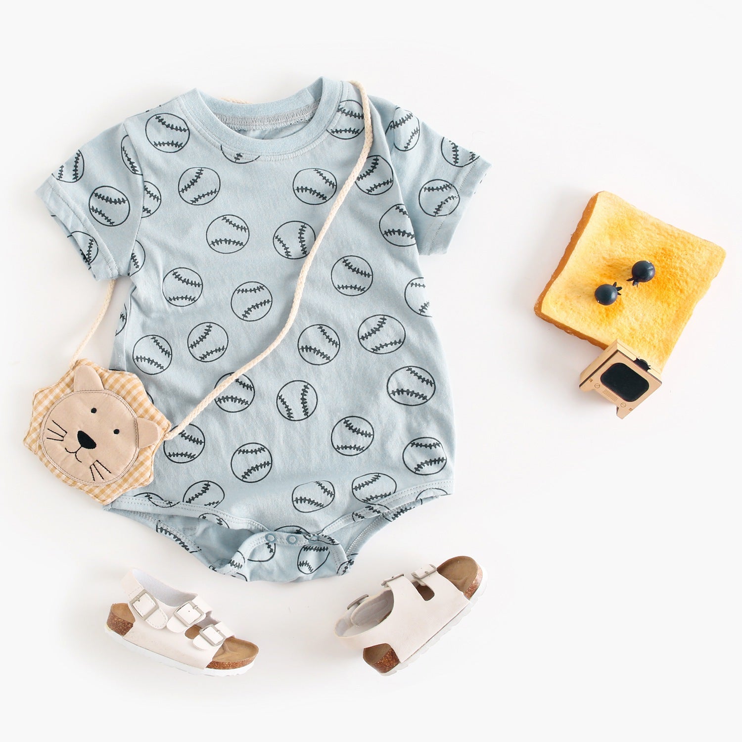 Summer New Arrival Baby Unisex Geometric Balls Print Short Sleeves Crew Neck Onesies-5