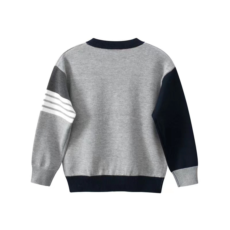 Baby Boy College Style Colorblock Design Knitted Sweater In Autumn-1