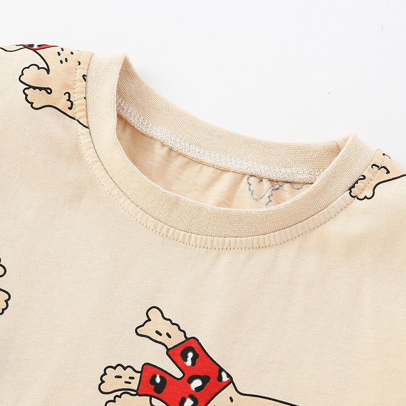 Baby Cartoon Dog Pattern Solid Color Cute Shirt In Autumn-1