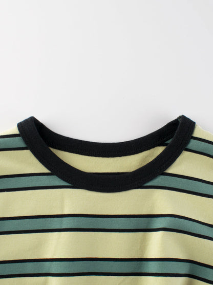 Boys’ Striped Pattern Casual T-Shirt In European And American Style-3