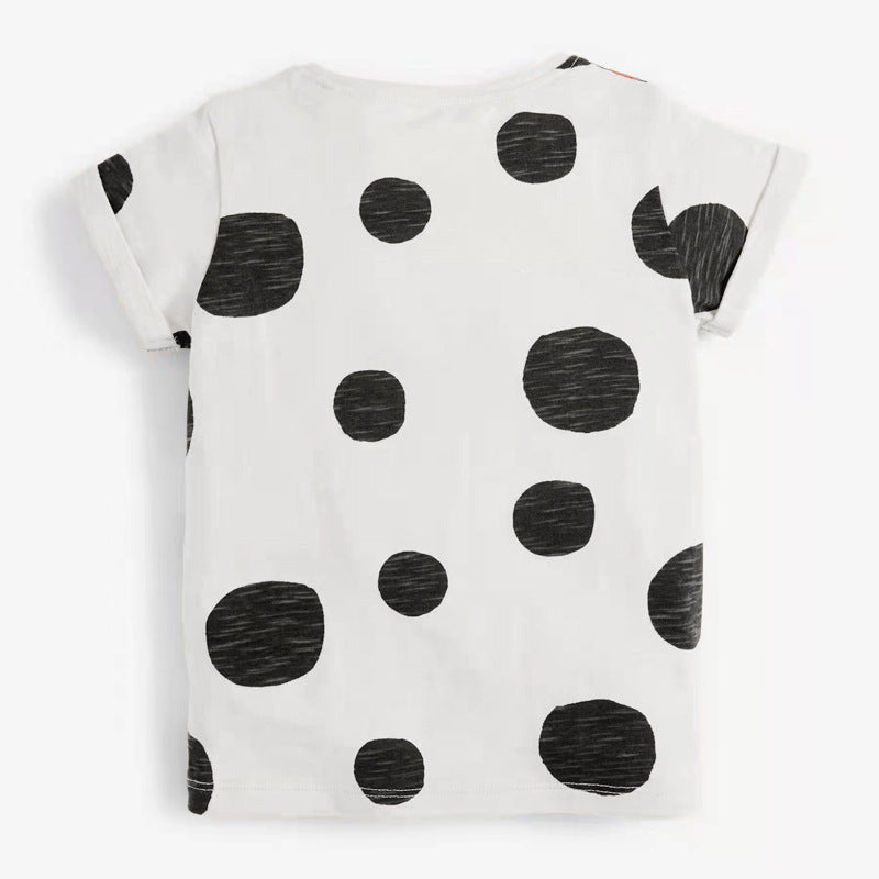 Girls’ Bee Pattern Polka Dots T-Shirt In European And American Style For Summer-1