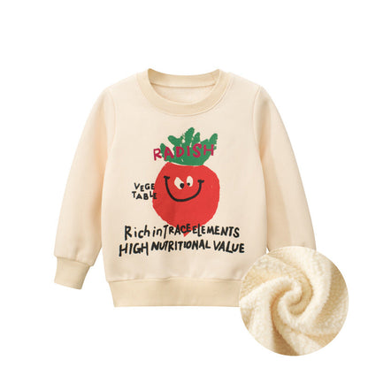 Baby Boy Cartoon Carrot And Letter Pattern Pure Cotton Warm Hoodie-0