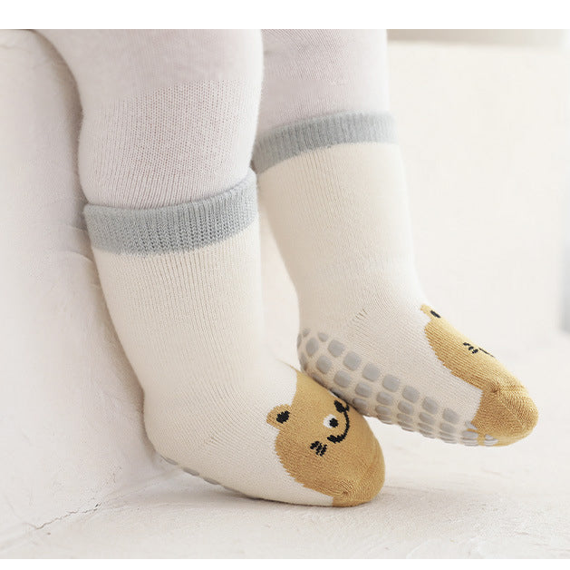 Baby Unisex Breathable Thermal Cartoon Patchwork Socks Non-Slip-1