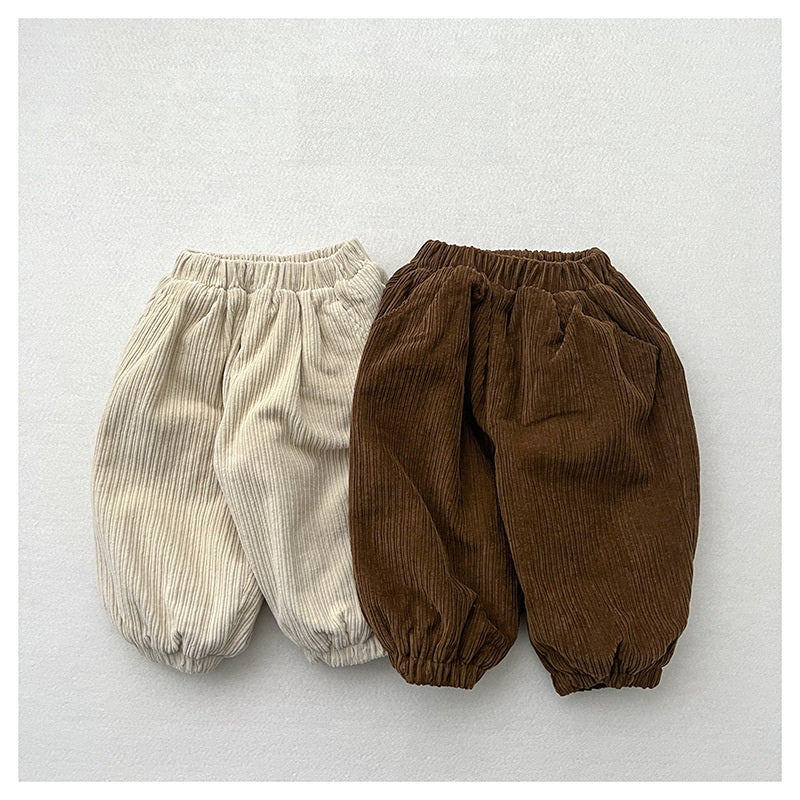 Winter Children’s Cozy Lantern Pants – Retro Corduroy Trousers For Boys And Girls, Warm And Stylish Cuffed Bottoms-1