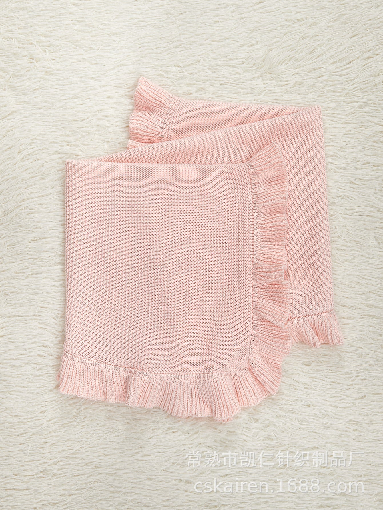 New Arrival Knitted Baby Blanket With Ruffle Trim Design: New Solid Color Pure Cotton Collection For All Seasons-0