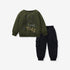 Baby Boys Kids Teddy Cartoon And Letters Printing Pattern Pullover And Solid Color Pants Two-Piece Homewear For Kids-0