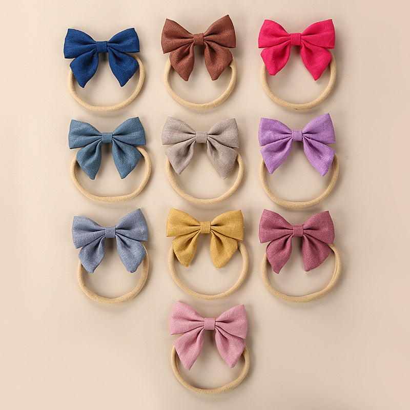 Baby Solid Color 3D Bow Handmade Elastic Headband-0