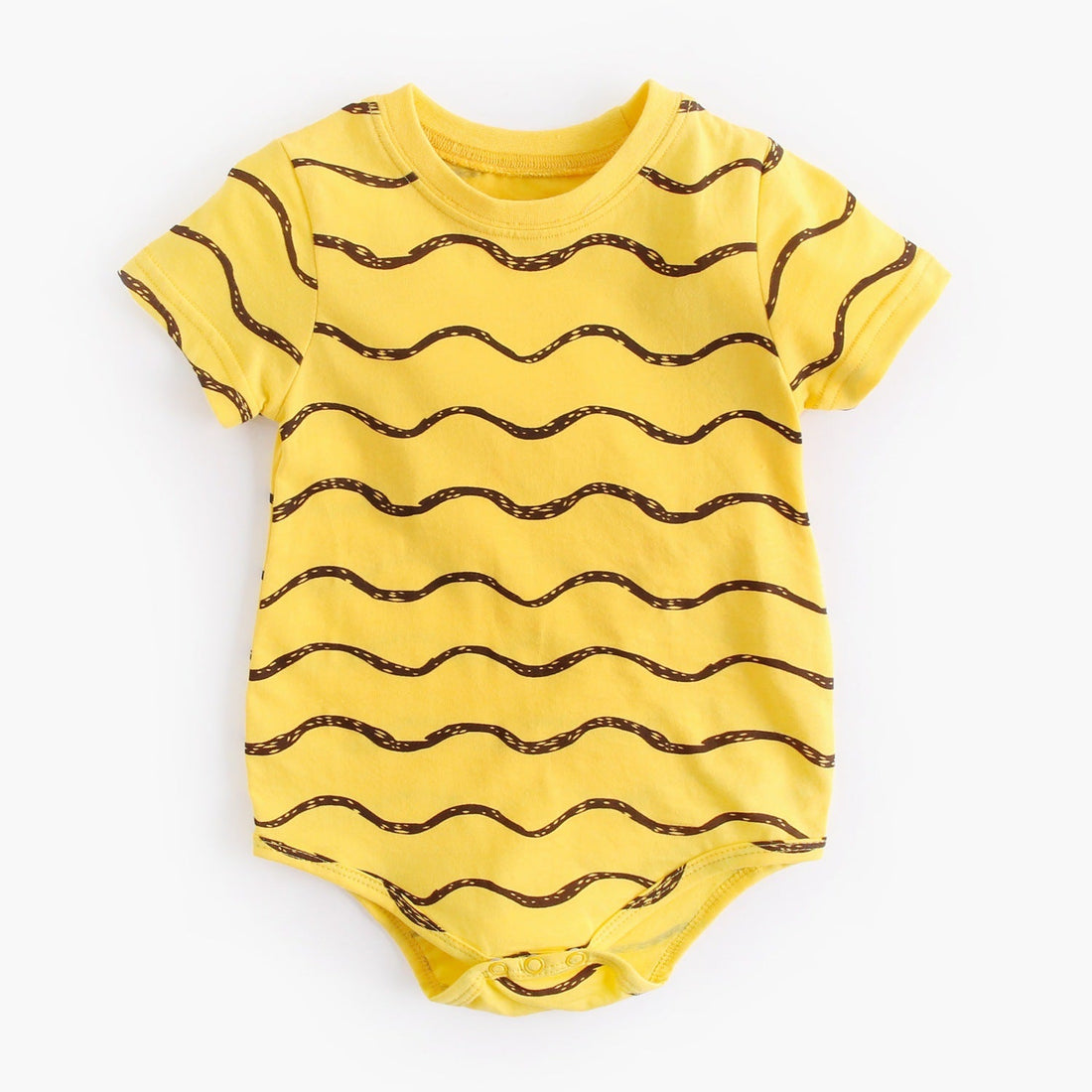 Summer New Design Baby Unisex Geometric Print Short Sleeves Crew Neck Onesies-1