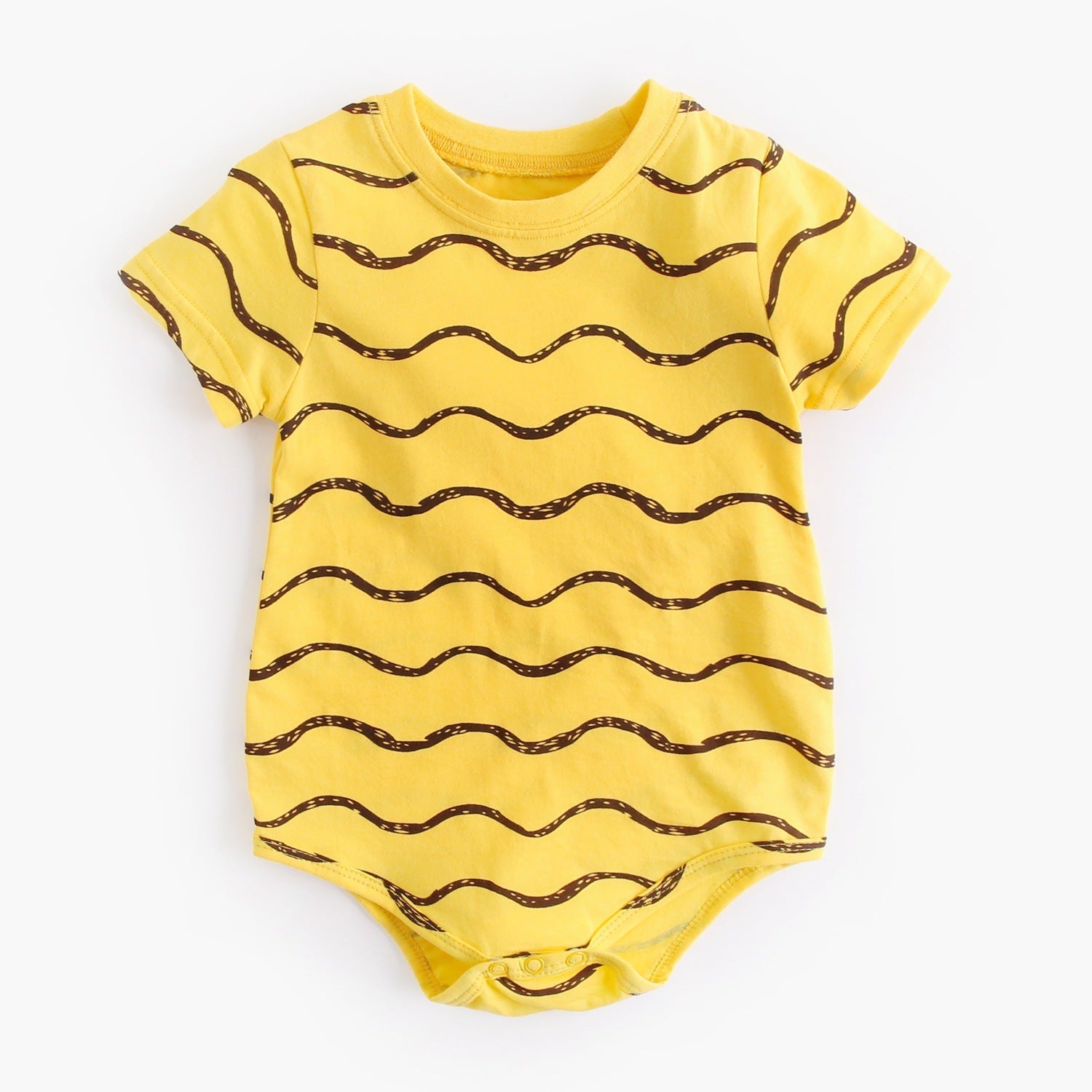 Summer New Design Baby Unisex Geometric Print Short Sleeves Crew Neck Onesies-1