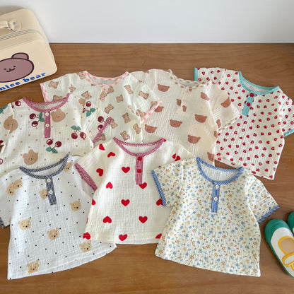 Baby Print Pattern T-Shirt Combo Shorts In Summer Sets-1