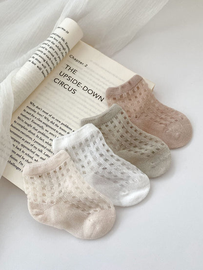 Pairs Summer Super Thin Breathable Socks For Kids: Baby Plaid Socks-0