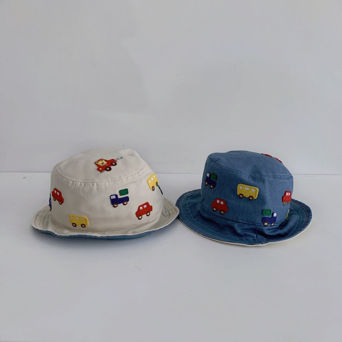 Baby Cartoon Embroidered Pattern Solid Color Sunshade Bucket Hats-0