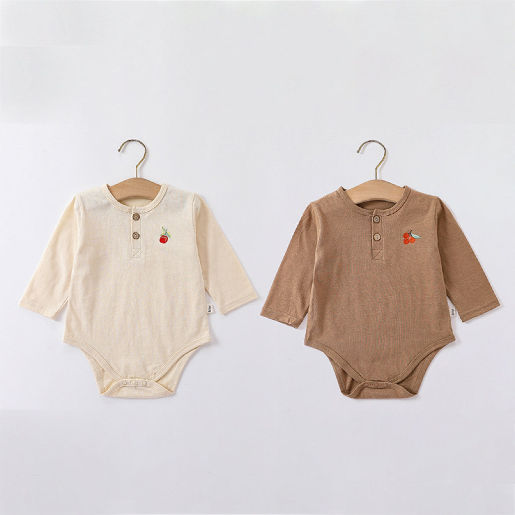 Embroidered Graphic Long Sleeve Onesies-1