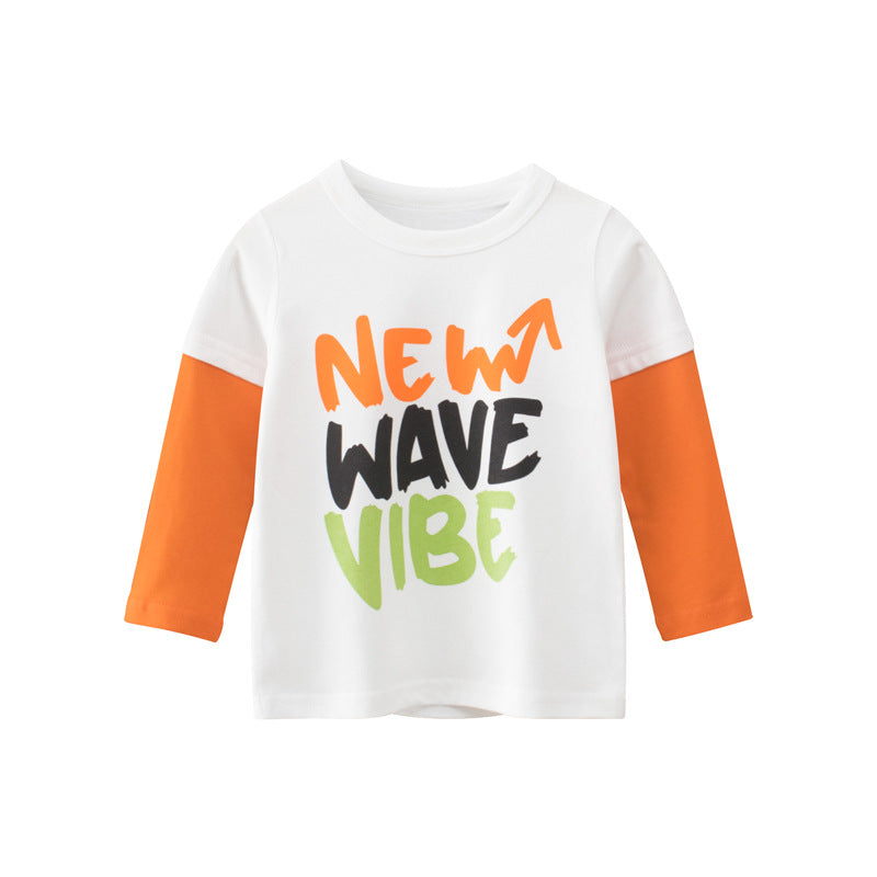 Baby Boy Colorful Slogan Print False Design Long-Sleeved Shirt-1