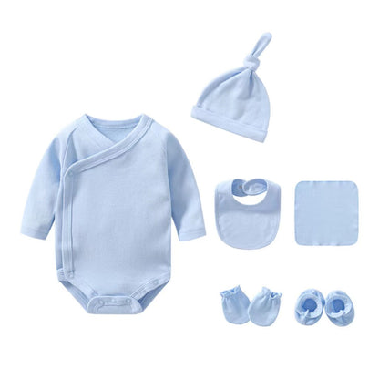 Newborn Solid Color Cotton Bodysuit Thin Style Sets-2