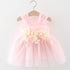 Baby Girl Flower Patched Design Mesh Princess Formal Dress-0