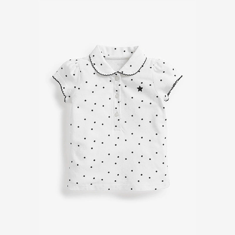 Kids’ Clothing: Summer Collection – Collar Flip Pure Cotton Star Logo Children’s T-Shirt-1