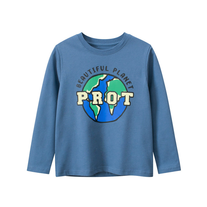 Children Boy Planet Pattern Autumn Latest Shirt-1