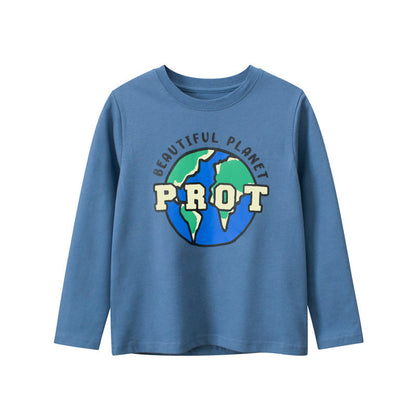 Children Boy Planet Pattern Autumn Latest Shirt-1