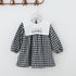 Check Plaid Doll Collar Design Bear Cartoon Embroidery Thick Preppy Dress-1