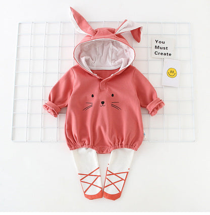 Baby Cartoon Shape Solid Color Long Sleeved Triangle Onesies-0