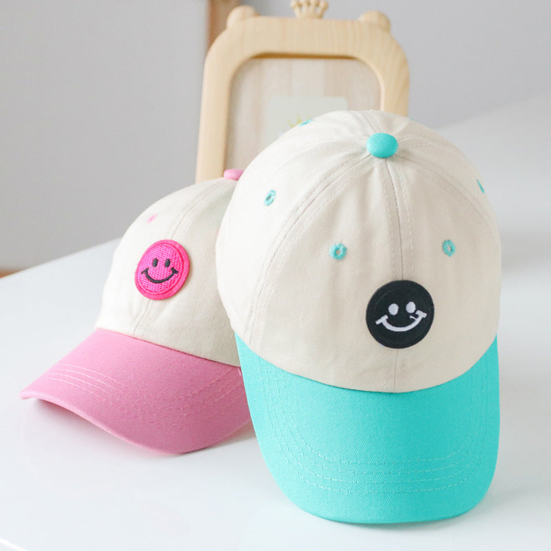 Baby Smiley Embroidered Pattern Color Matching Design Sunshade Peaked Hats-1