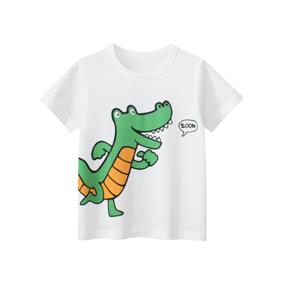 Boys’ Cartoon Crocodile Pattern T-Shirt In European And American Style-1