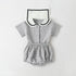 Baby Girl 1pcs Plaid Pattern Contrast Tape Lapel Design Combo Shorts Sets-1