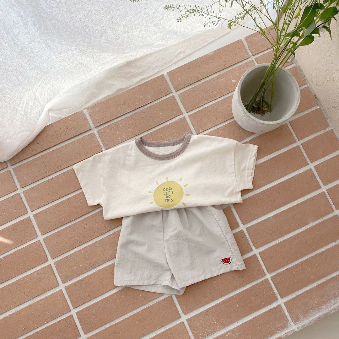 Baby Fruit Embroidered Pattern Summer Beach Comfy Shorts-1