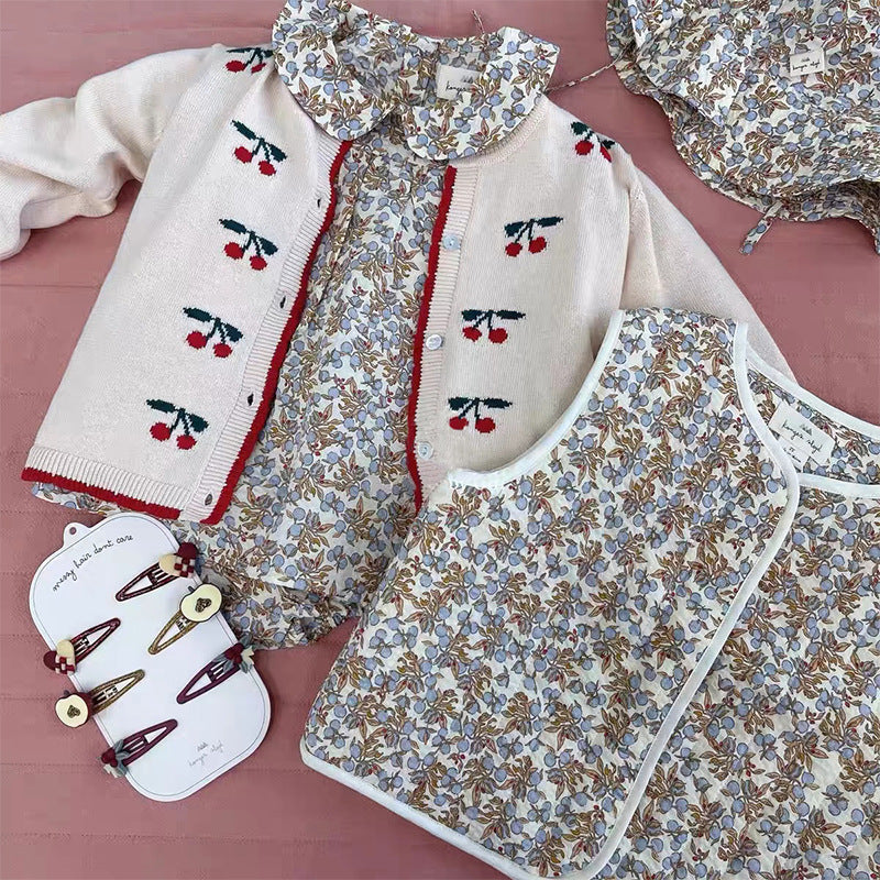 Cherry Embroidered Design Cute Cardigan-0