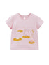 Cute Knit Round Neck Animals On Lotus Leaves Printing Girls’ T-Shirt In European And American Style For Summer-0