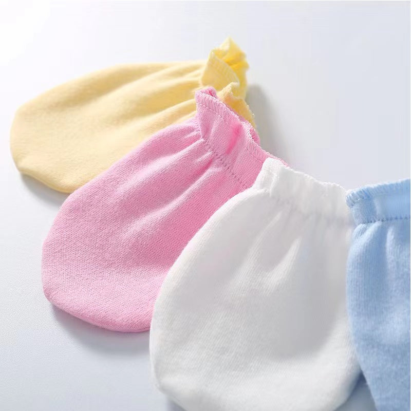 Newborn Baby Solid Color Soft Cotton Gloves For All Seasons-1