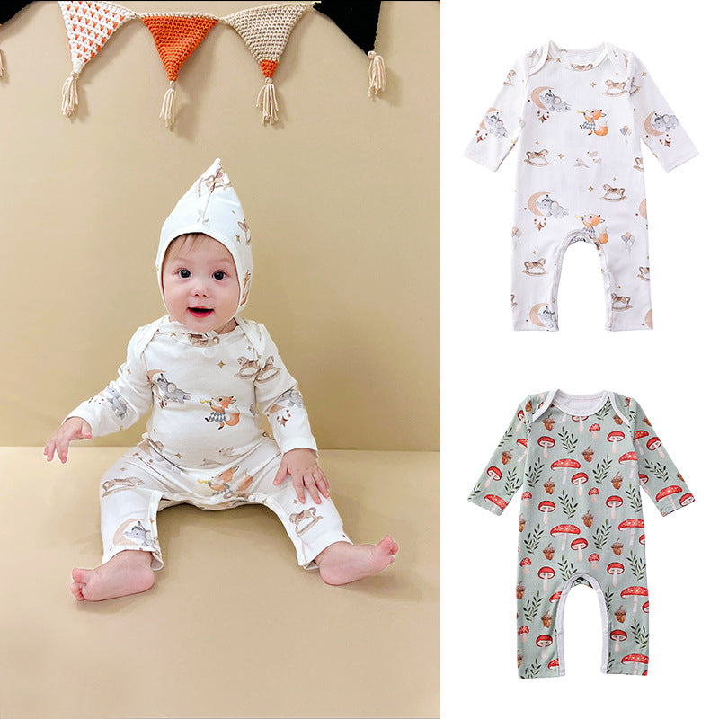 Cartoon Pattern Soft Cotton Sleeper Romper-0