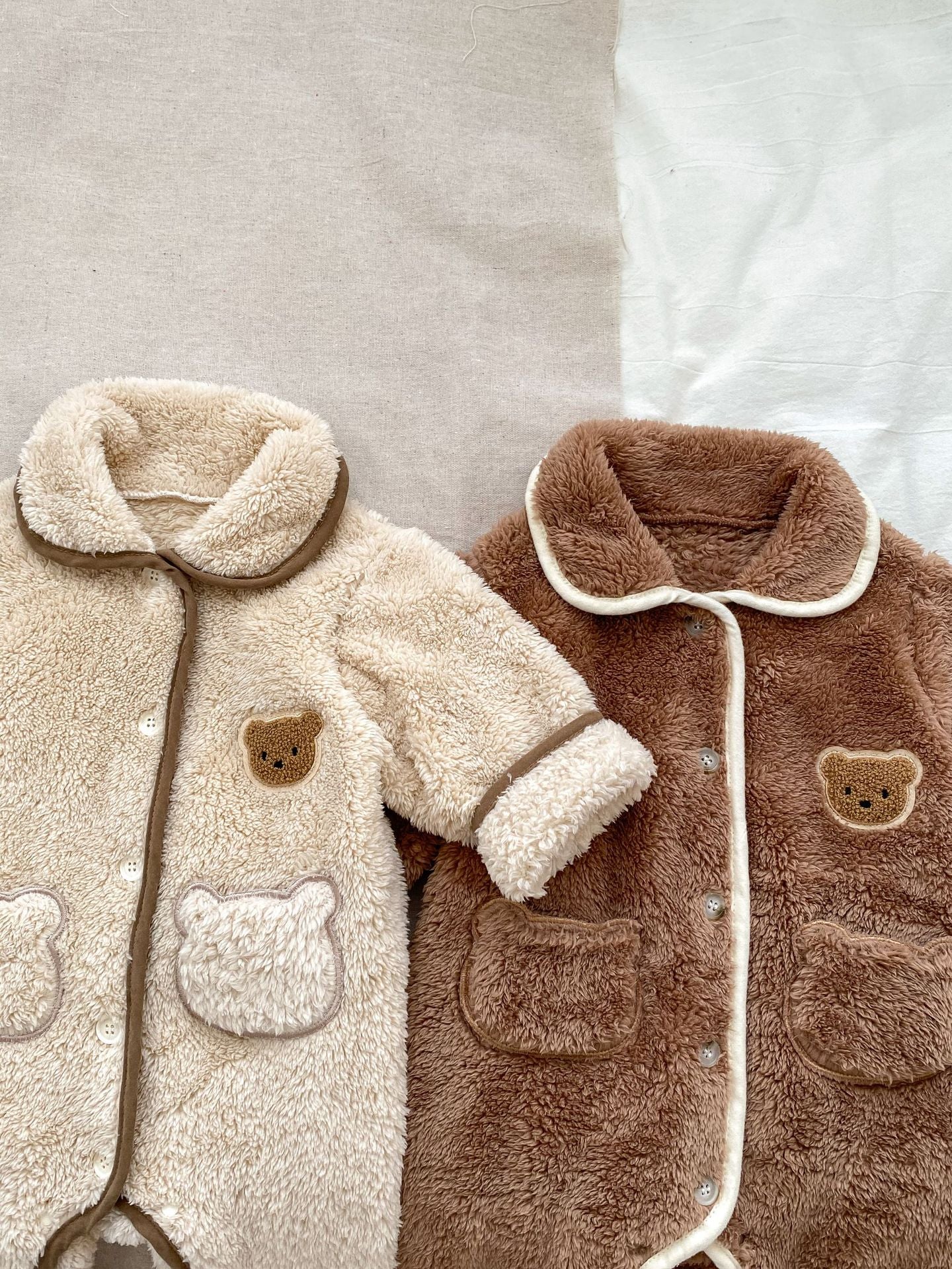 Infant Baby Lovely Little Bear Warmful Pajamas Romper In Winter-1