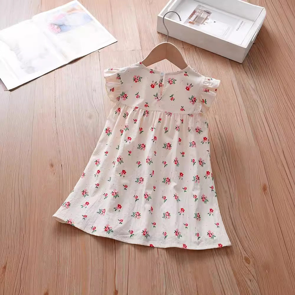 Summer Baby Kids Girls Fly Sleeves Floral Print Sweet Princess Dress-1