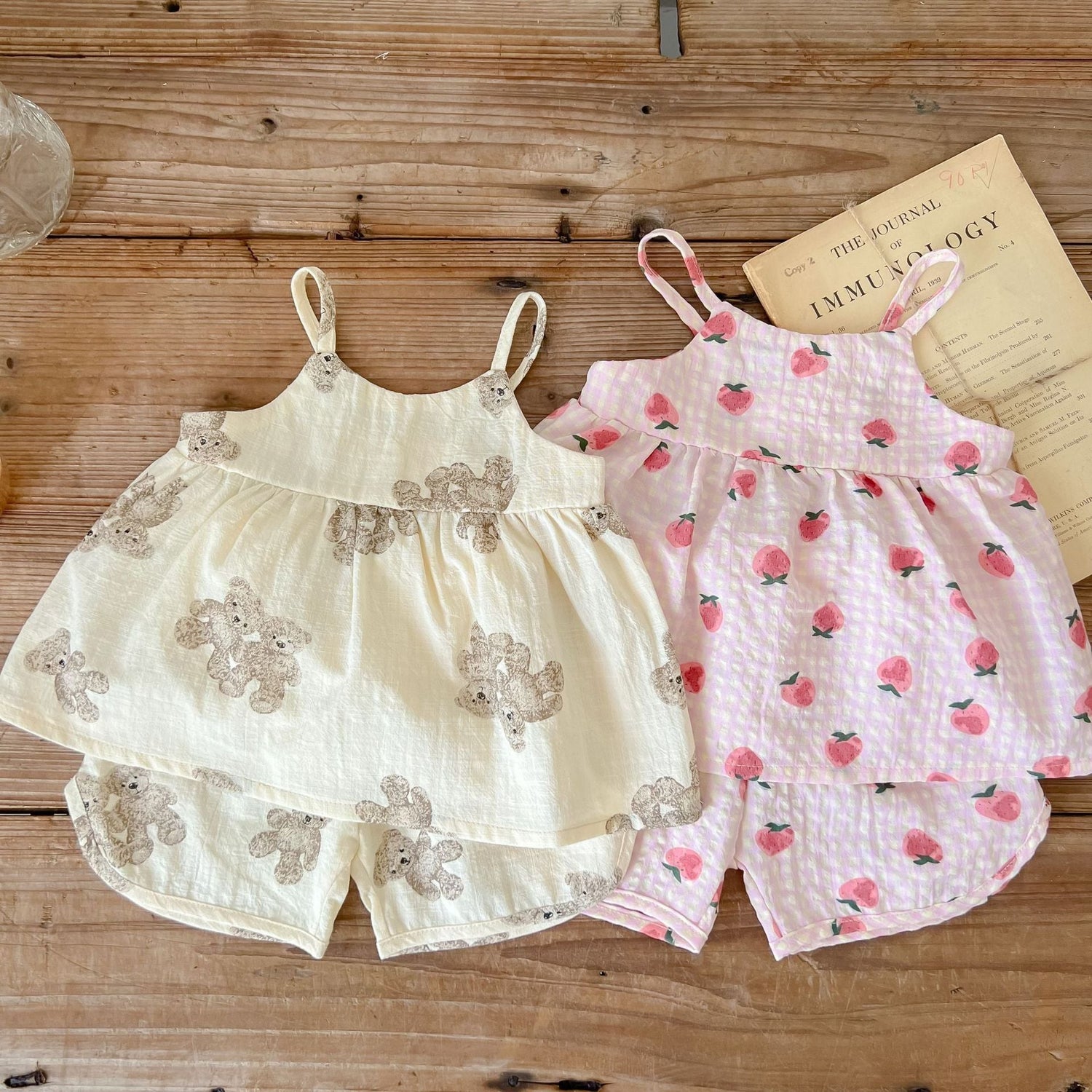 Baby Animal Print Sling Tops Combo Shorts Sets-0